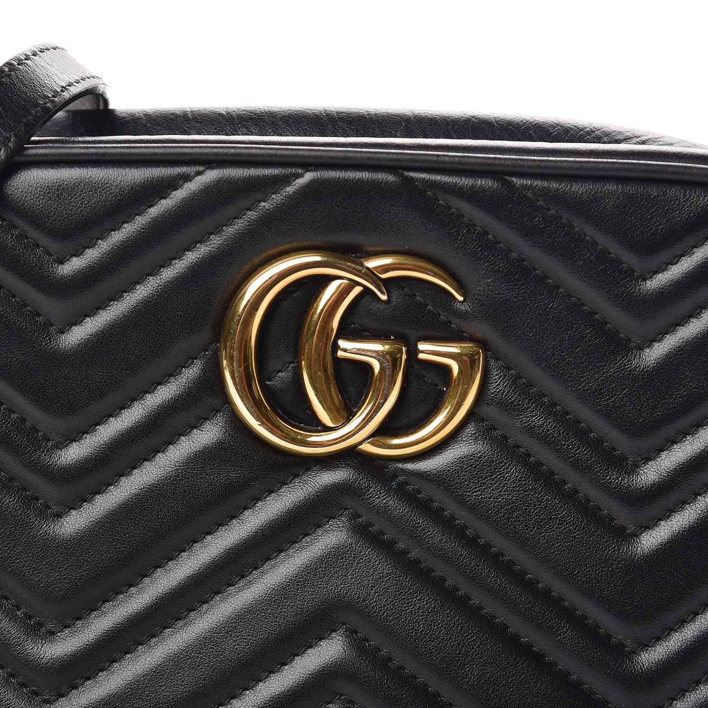 Calfskin Matelasse Small GG Marmont Chain Shoulder Bag Black
