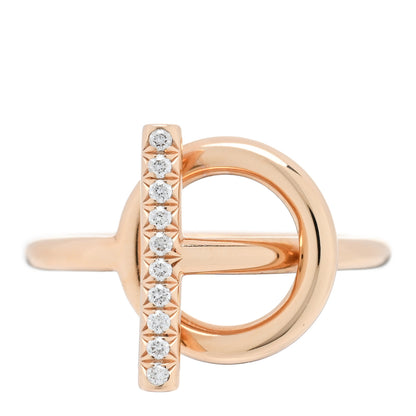 Hermes 18K Rose Gold Diamond PM Echappee Ring 51 5.75 1 of 5