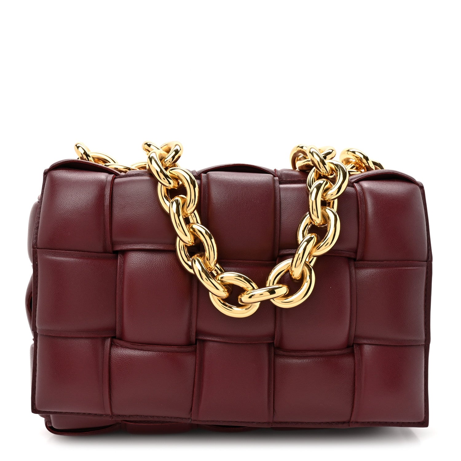 Bottega Veneta Lambskin Maxi Intreccio Padded Chain Cassette Crossbody Bag  Barolo 1 of 9