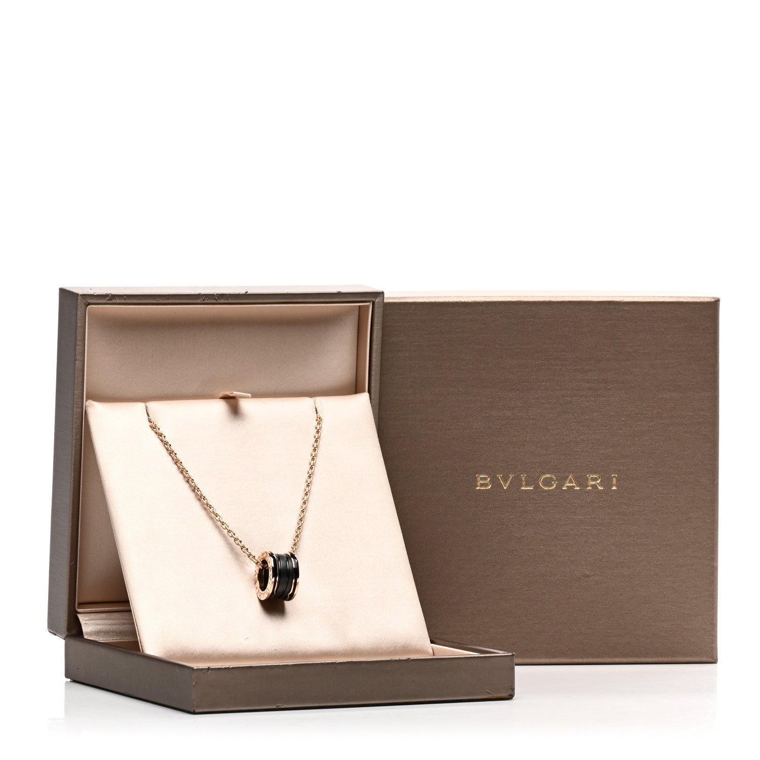 Bulgari 18K Rose Gold Black Matte Ceramic B.Zero1 Pendant Necklace 5 of 5