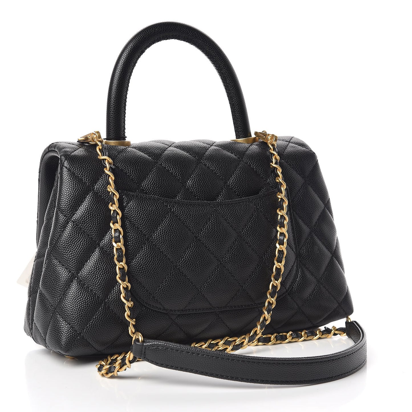 Caviar Quilted Mini Coco Handle Flap Black