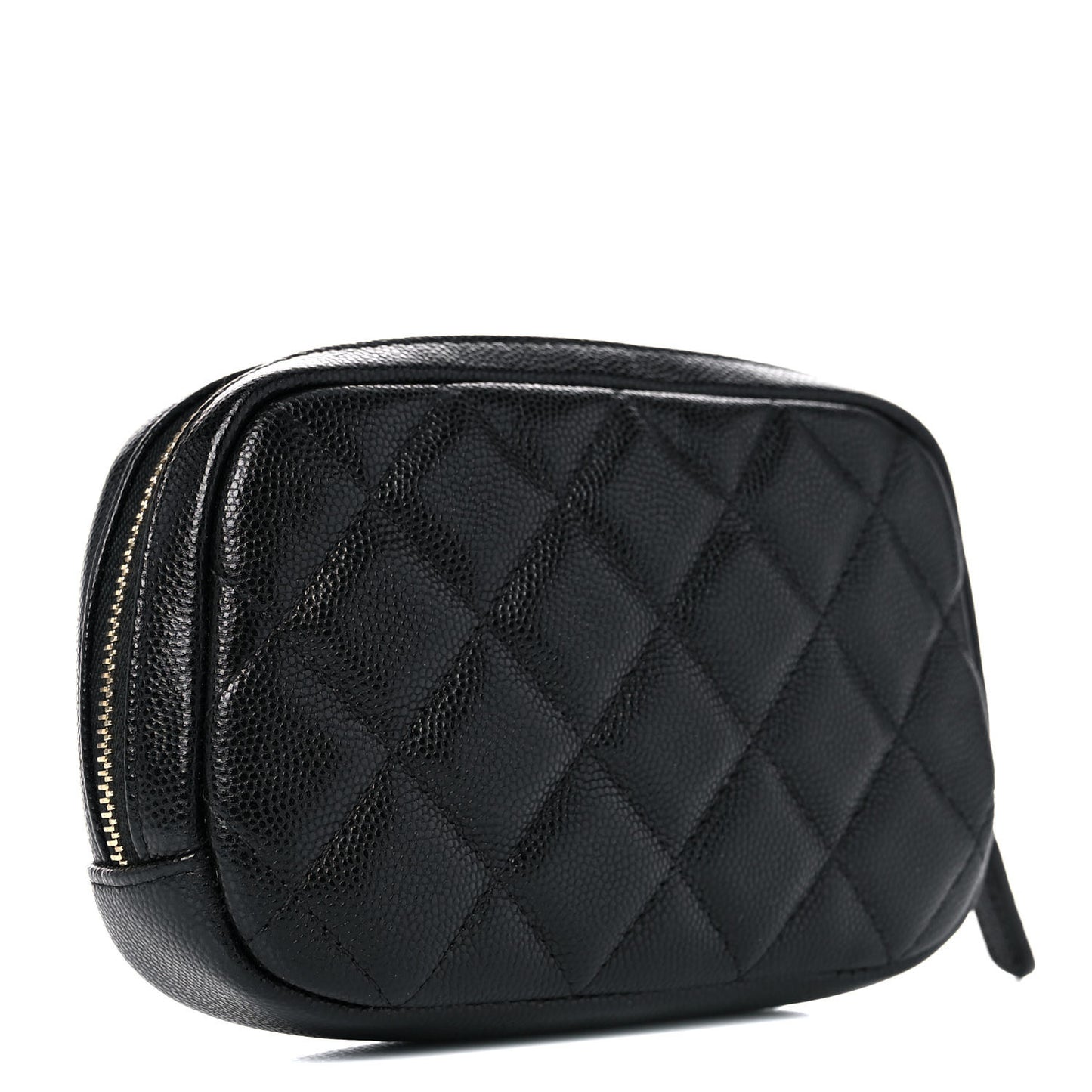 Caviar Quilted Small Curvy Pouch Cosmetic Case Black