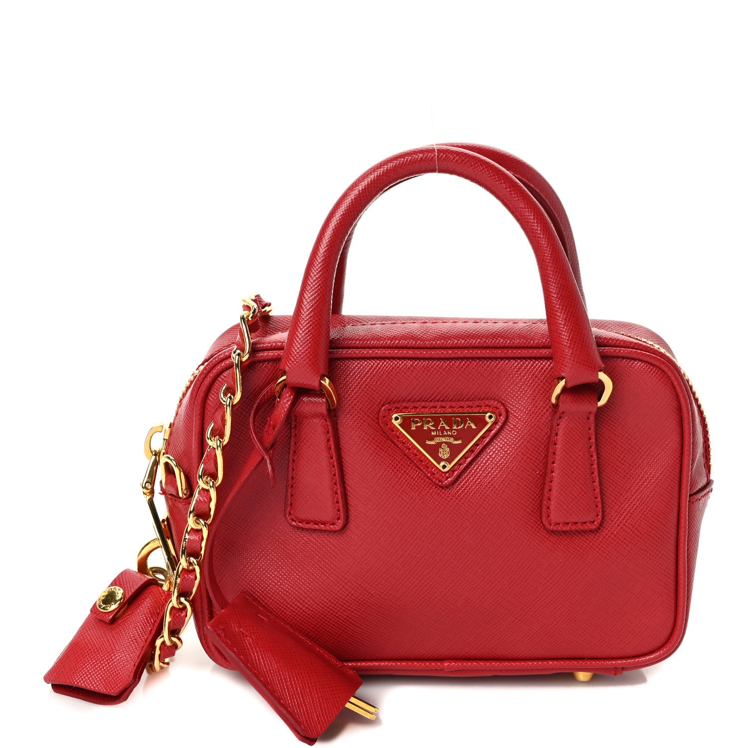Prada Saffiano Lux Mini Top Handle Crossbody Bag Fuoco 1 of 9