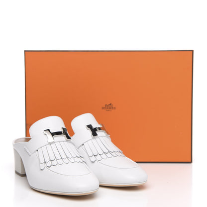 Hermes Goatskin Tuileries Mules 37 White 9 of 9