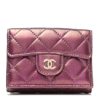 Chanel Iridescent Lambskin Small Quilted Flap Wallet Purple 1 of 7