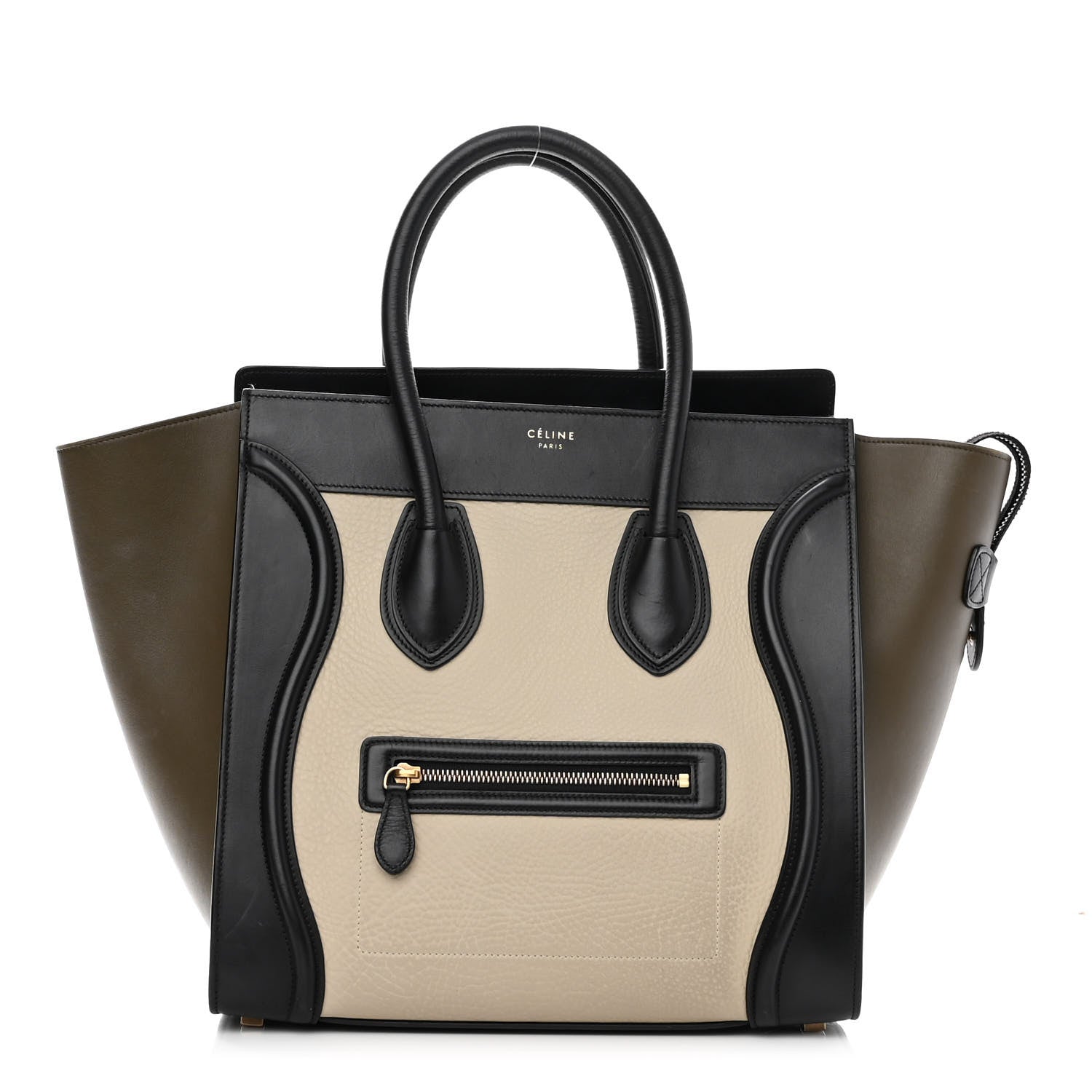 Celine Elephant Calfskin Mini Tri-Color Luggage Chalk 1 of 11