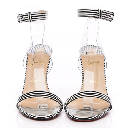 Christian Louboutin Patent PVC Striped Illusion Jonatina 100 Sandals 41 Black White 2 of 8