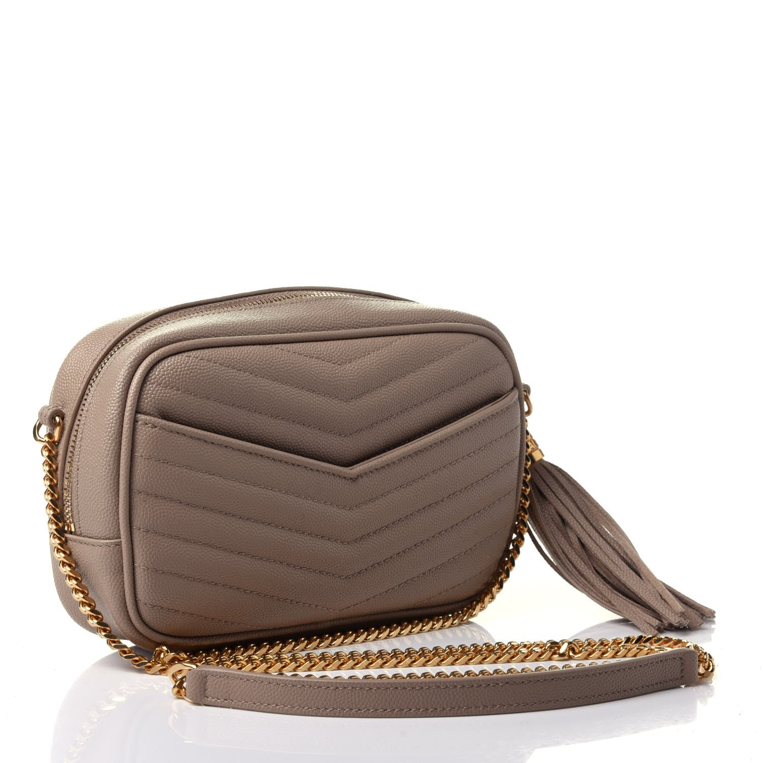 Saint Laurent Grain De Poudre Matelasse Monogram Mini Lou Camera Bag Dark Beige 2 of 4