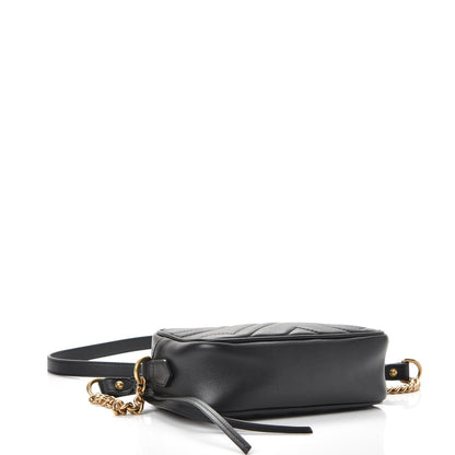 Gucci Calfskin Matelasse Mini GG Marmont Chain Shoulder Bag Black 4 of 8