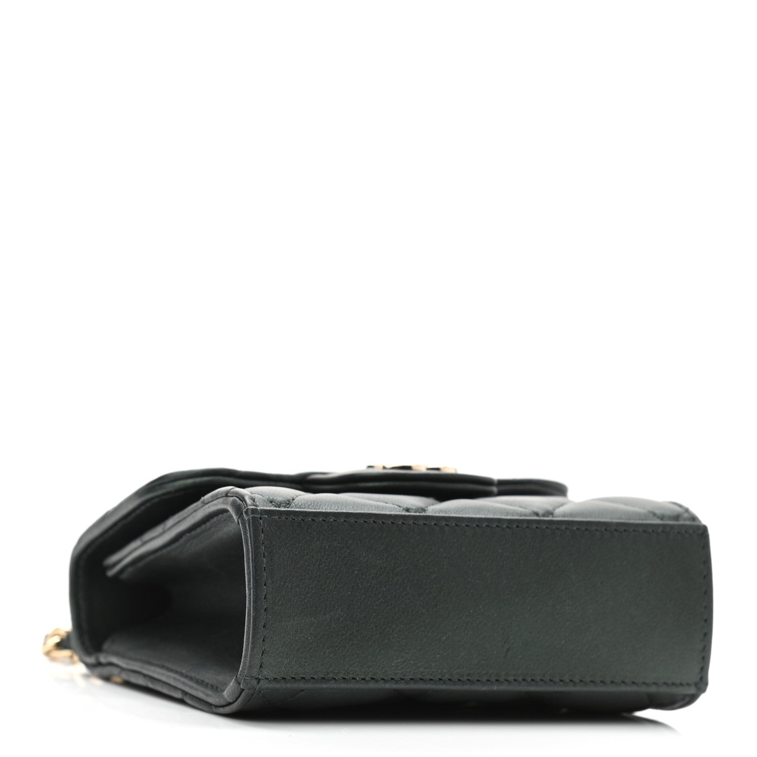 Chanel Iridescent Lambskin Quilted Top Handle Clutch With Chain Dark Green 3 of 11