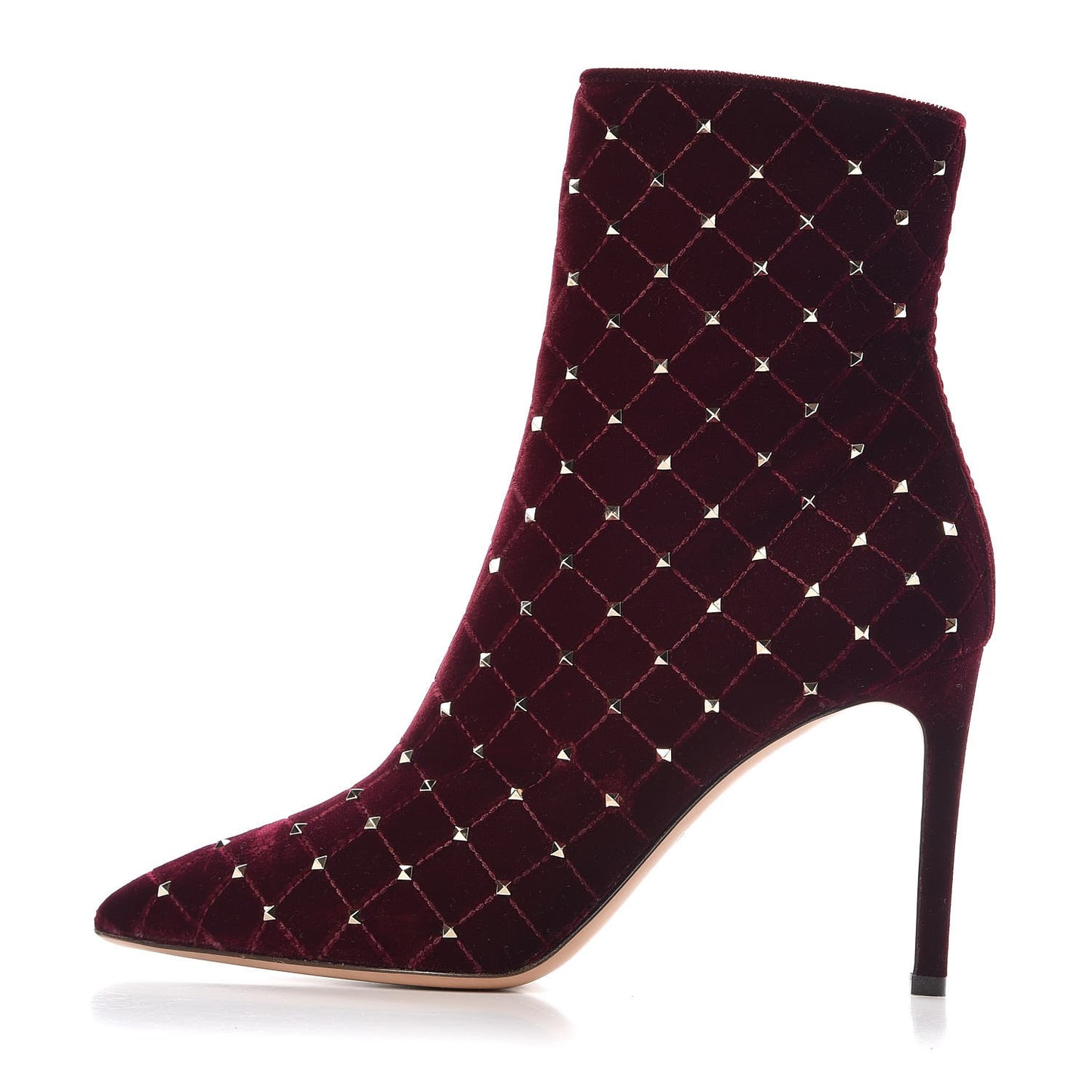 Velvet Rockstud Spike Court Ankle Booties 38 Rubino