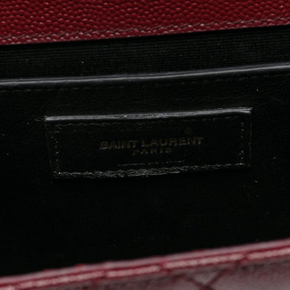 Saint Laurent Grain De Poudre Textured Mixed Matelasse Medium Triquilt Monogram Satchel Rouge Legion 6 of 9