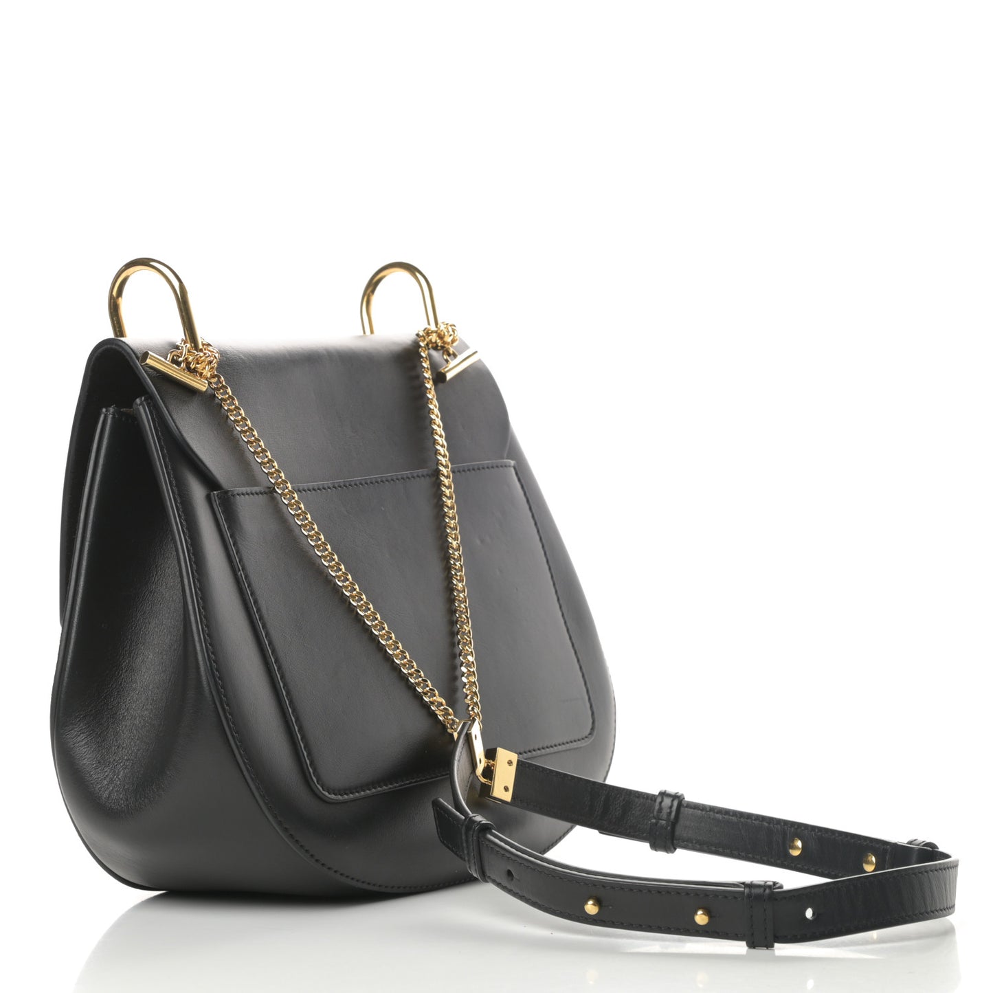 Suede Smooth Calfskin Medium Drew Shoulder Bag Black