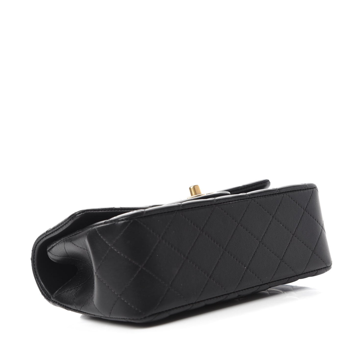 Lambskin Quilted Mini Top Handle Rectangular Flap Black