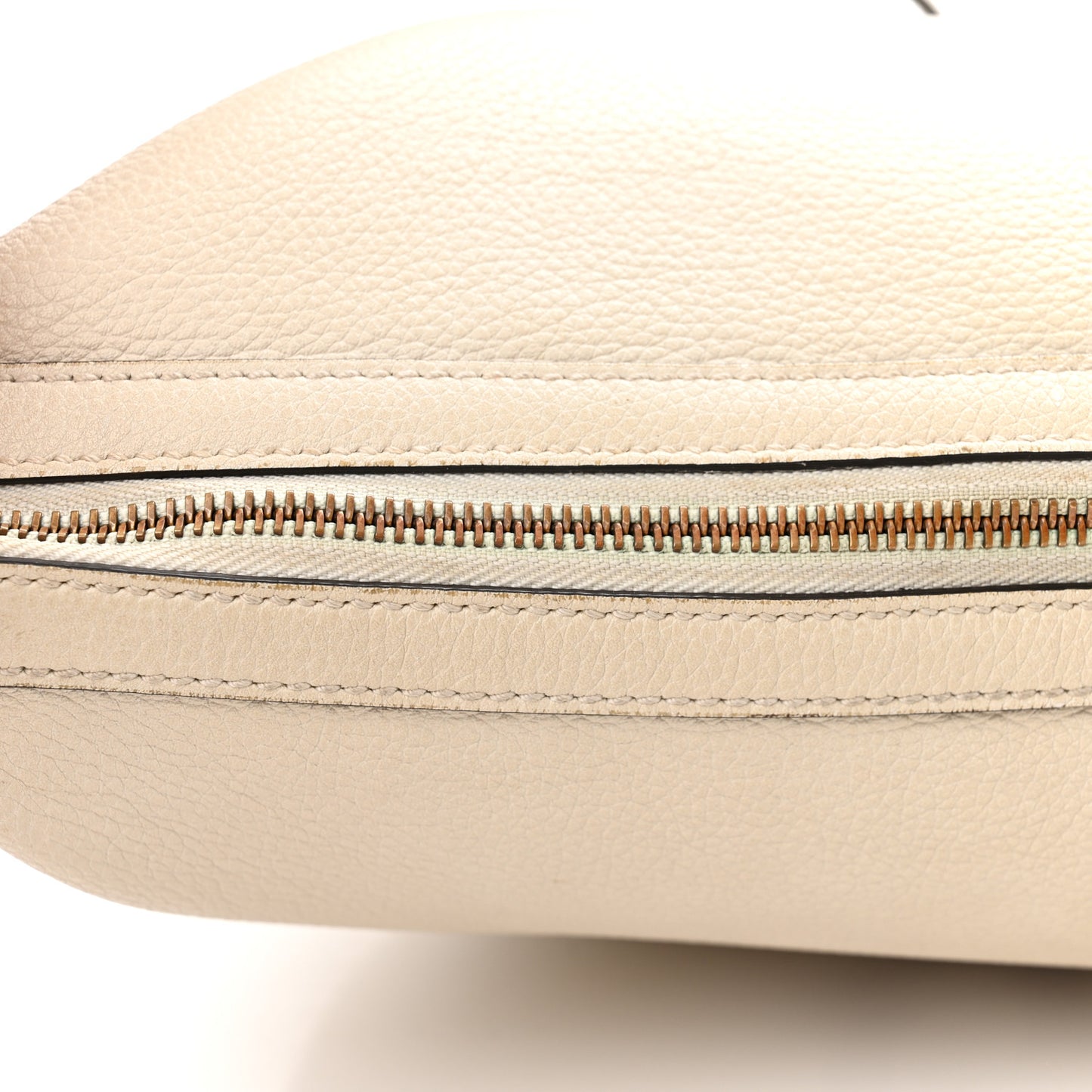 Grained Calfskin Logo Half Moon Hobo White