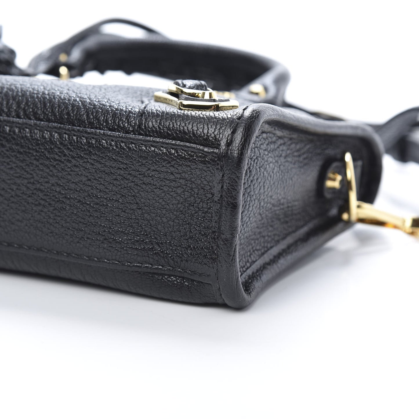 Chevre Gold Metallic Edge Hardware Nano City Black