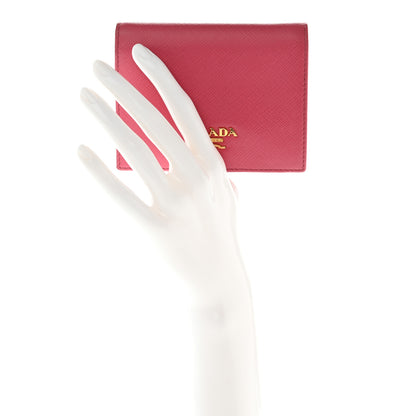 Prada Saffiano Metal Compact Snap Bi-Fold Wallet Peonia 2 of 11