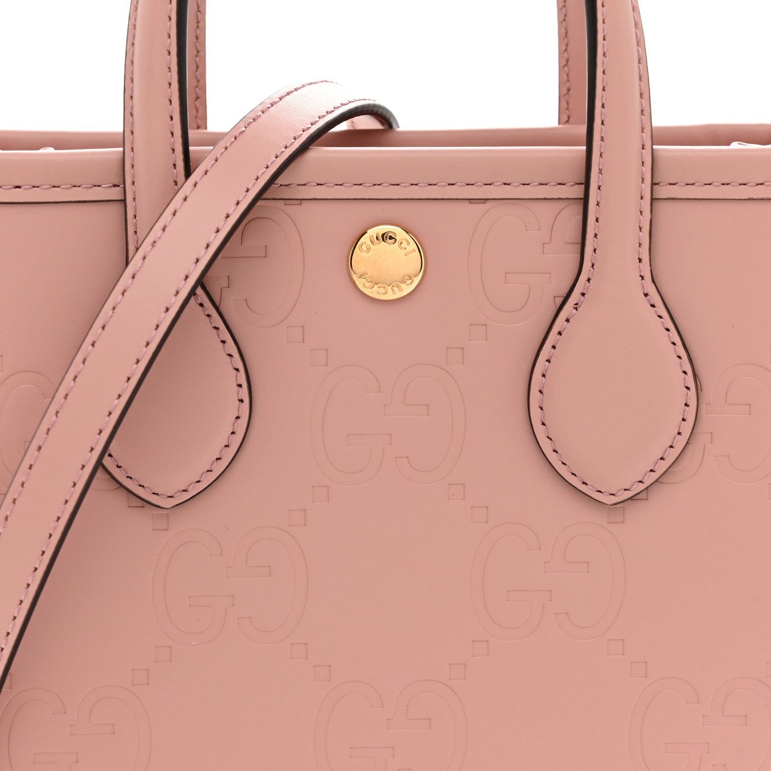 Gucci Gilbert Calfskin Jumbo GG Embossed Mini Tote Bag  Dusty Carmine 8 of 11