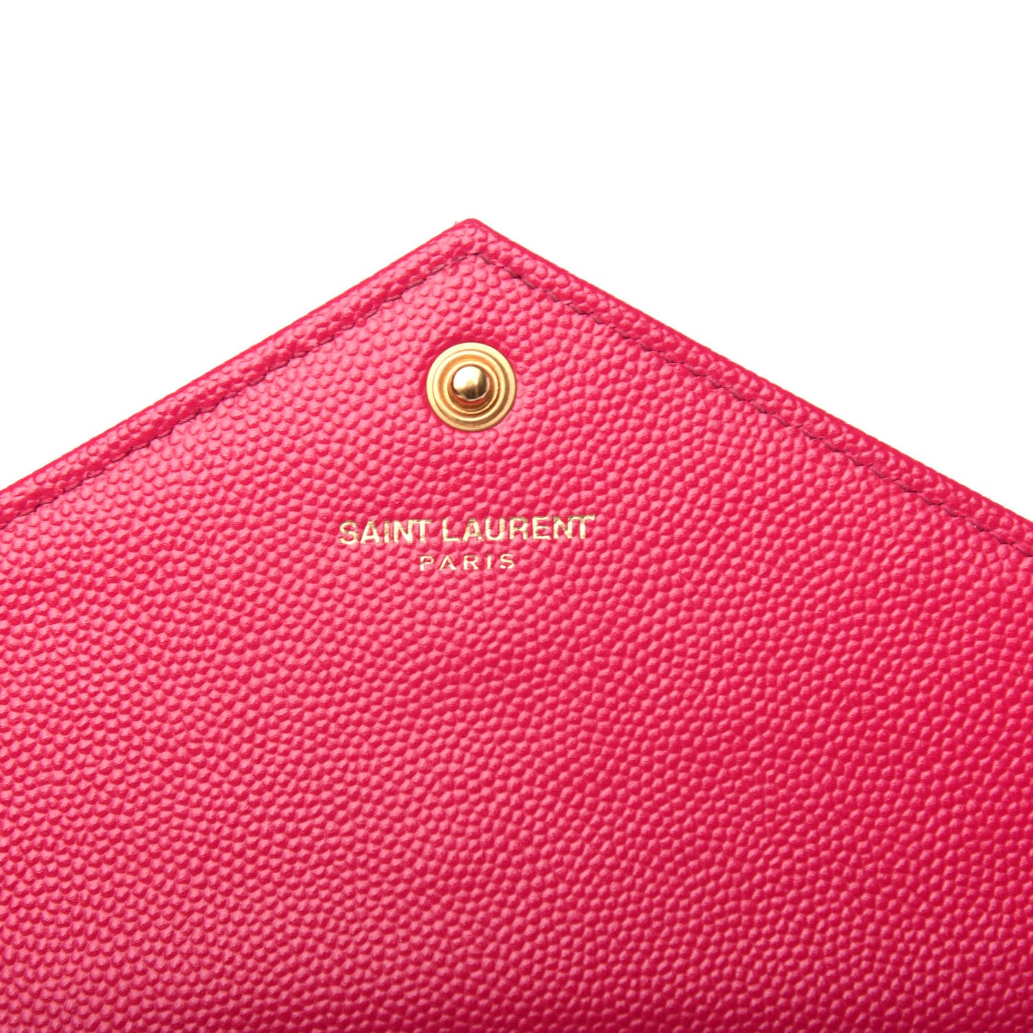 Saint Laurent Grain De Poudre Matelasse Chevron Monogram Envelope Chain Wallet Bubblegum 6 of 10