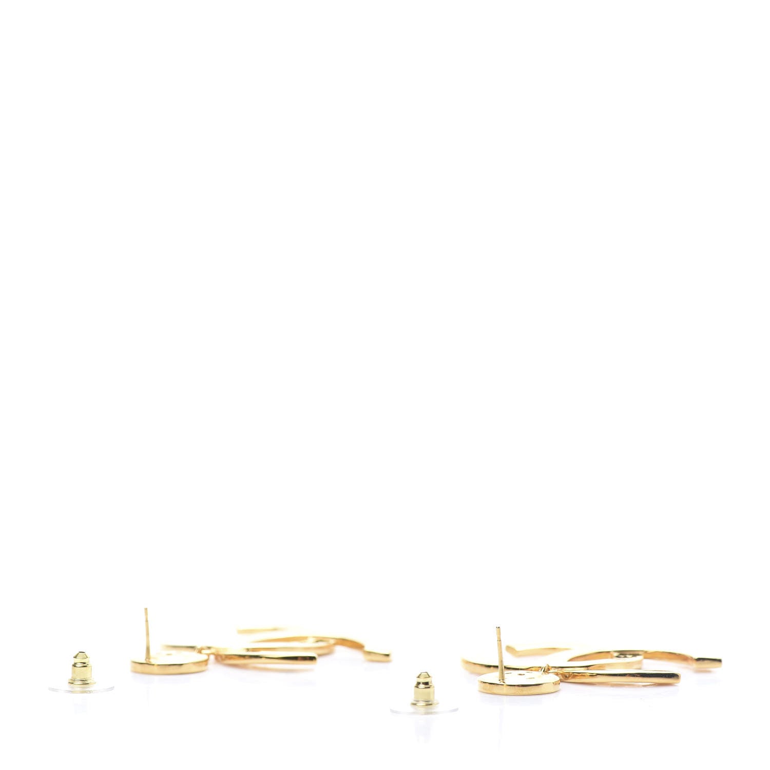 Chanel Metal Large Paris Button Earrings Gold 3 of 5