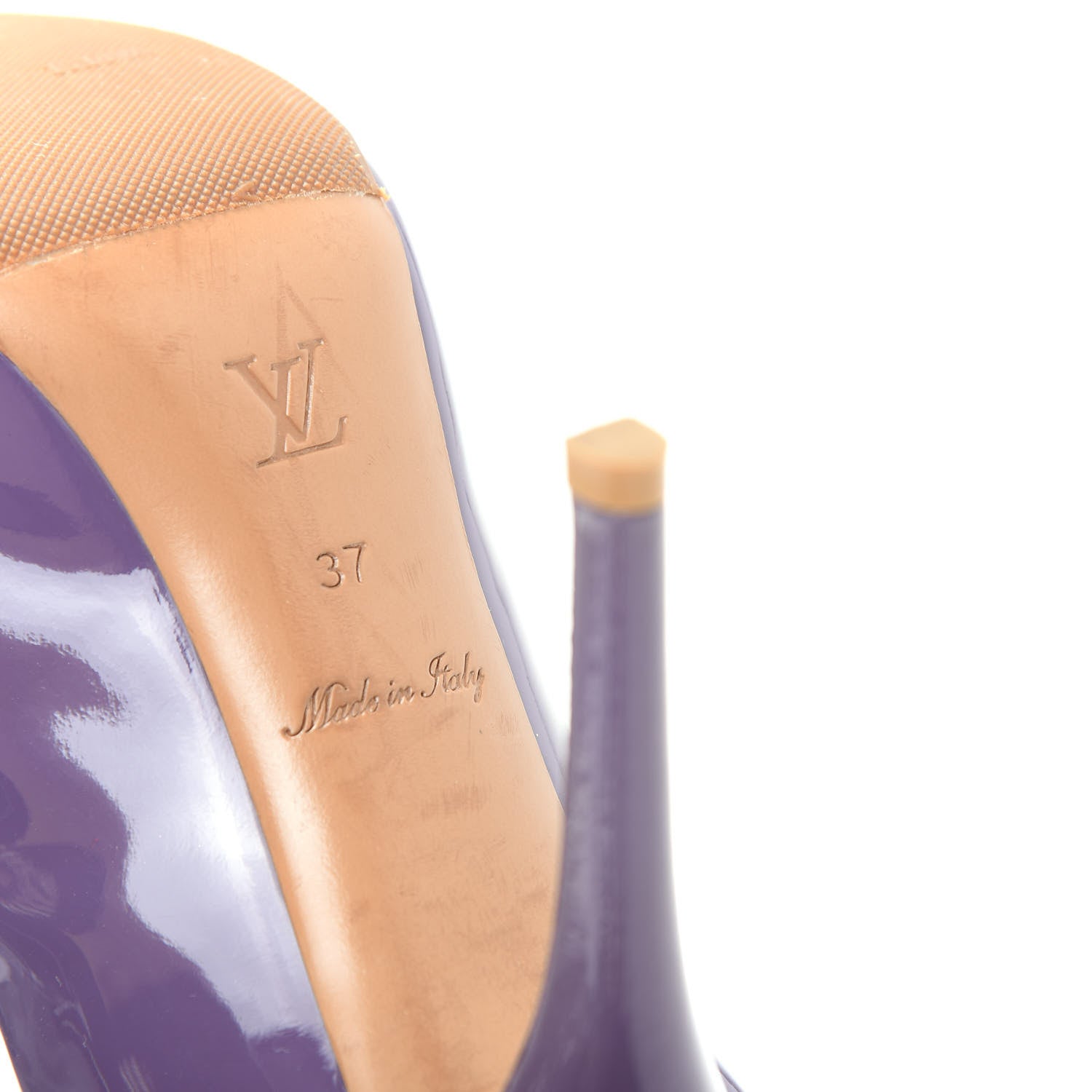 Louis Vuitton Patent Calfskin Oh Really Peep Toe Pumps 37 Violet 9 of 10