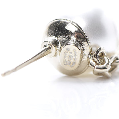 Chanel Pearl Crystal CC Long Drop Earrings Gold 4 of 5