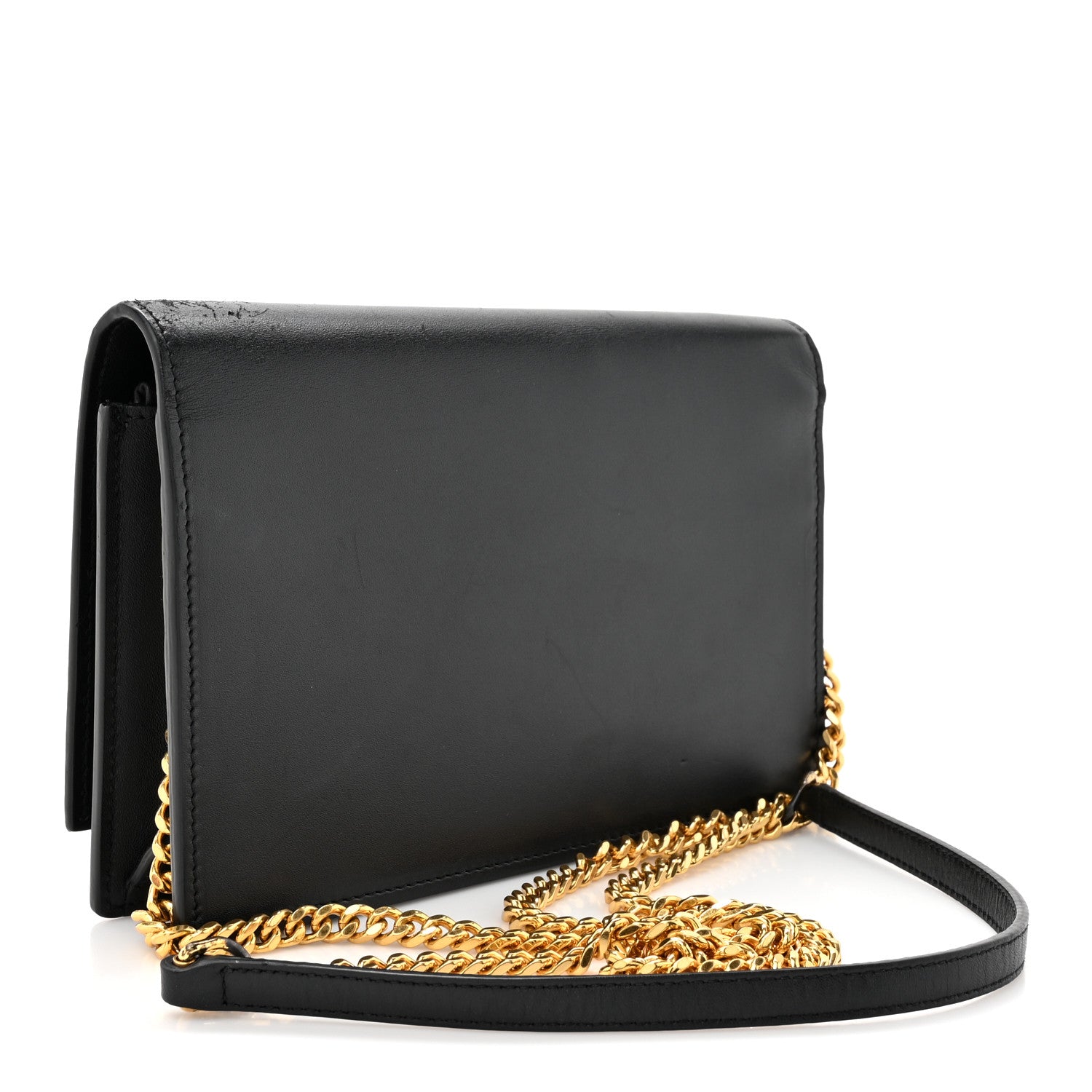 Saint Laurent Smooth Calfskin Classic Monogram Kate Tassel Chain Wallet Black 3 of 16