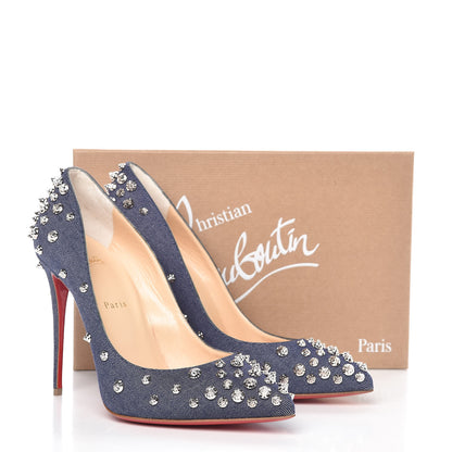 Christian Louboutin Denim Studded Aimantaclou 100 Pumps 41.5 Blue 8 of 8