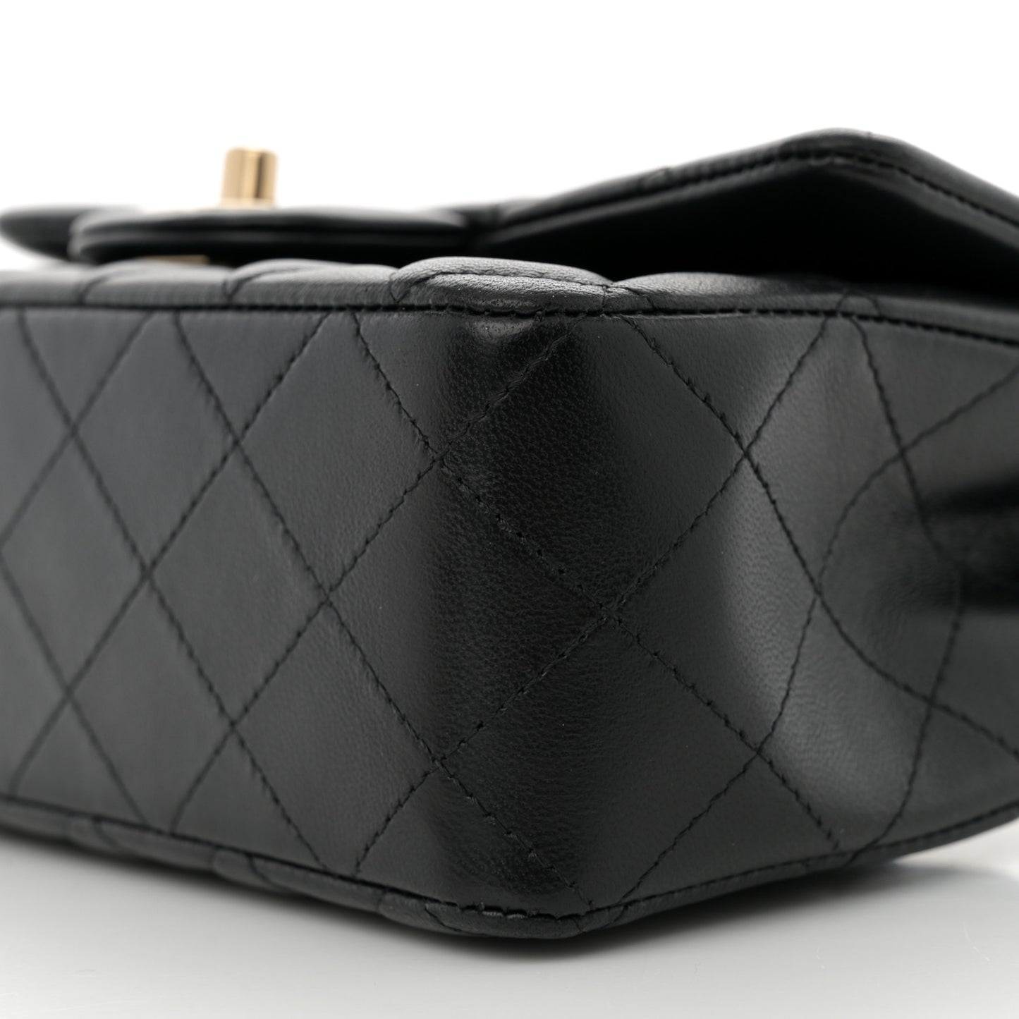 Lambskin Quilted Mini Rectangular Flap Black
