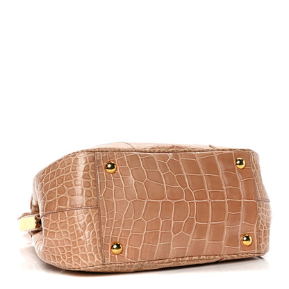 Prada Crocodile Frame Shoulder Bag Brown 4 of 7