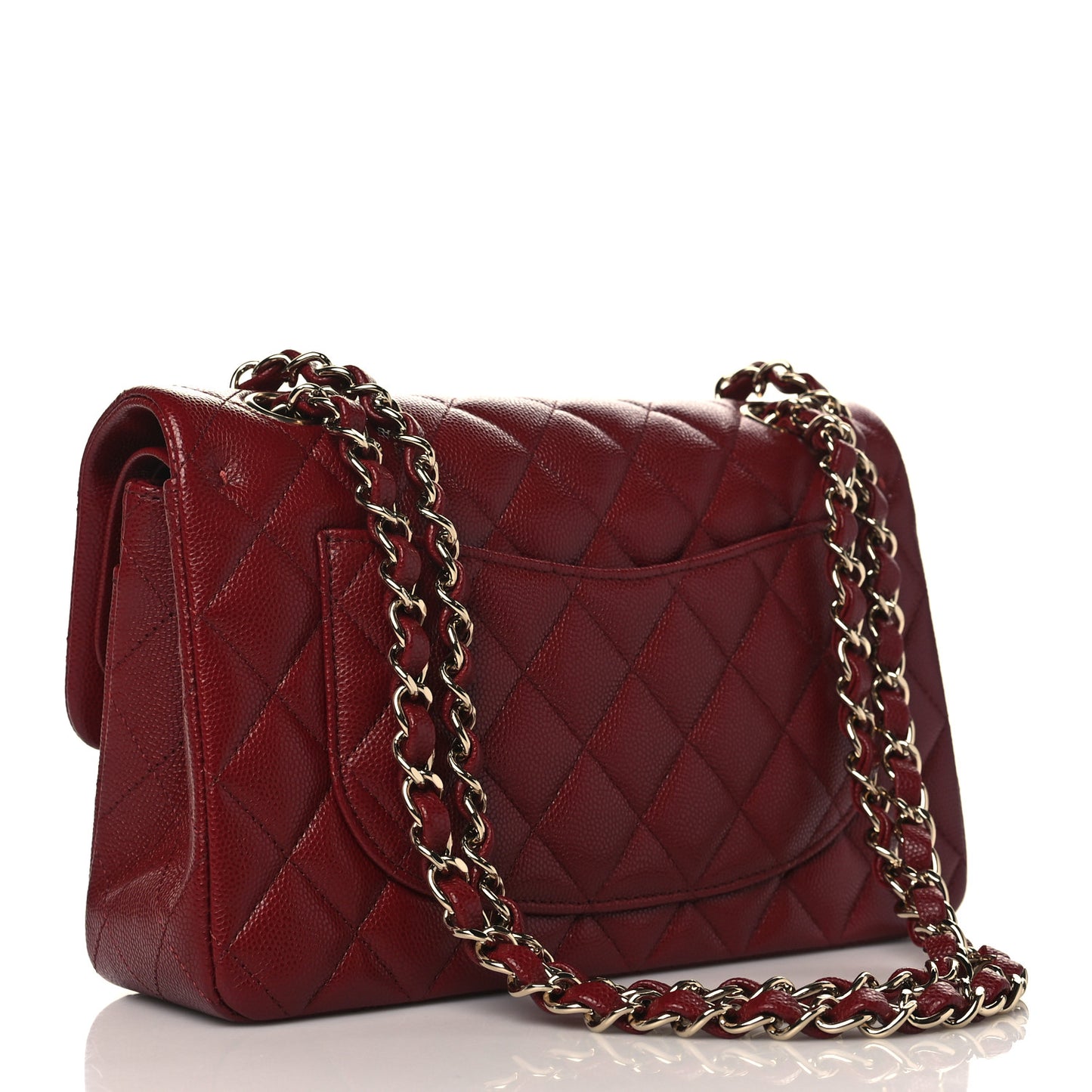 Caviar Quilted Small Double Flap Burgundy