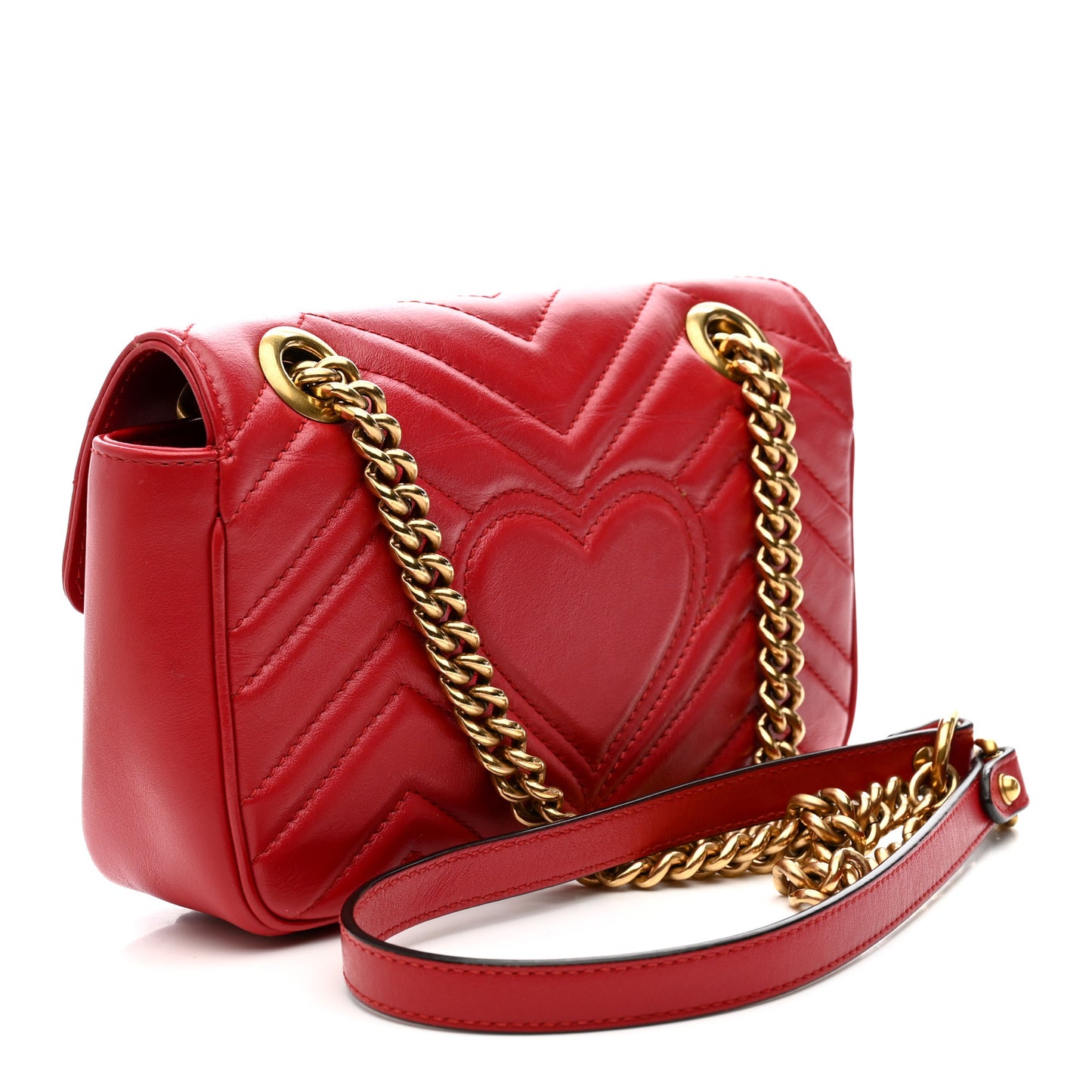 Calfskin Matelasse Mini GG Marmont Shoulder Bag Hibiscus Red