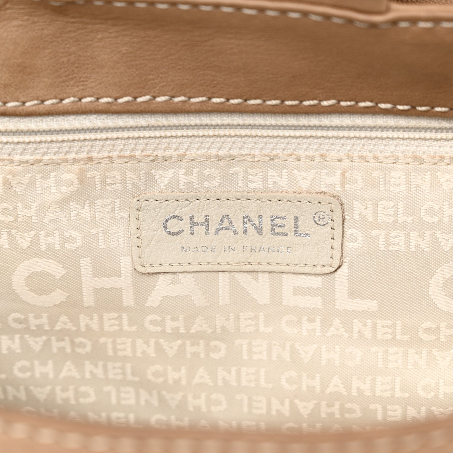 Chanel Lambskin Contrast Stitch Surpique Accordion Flap Beige 6 of 20