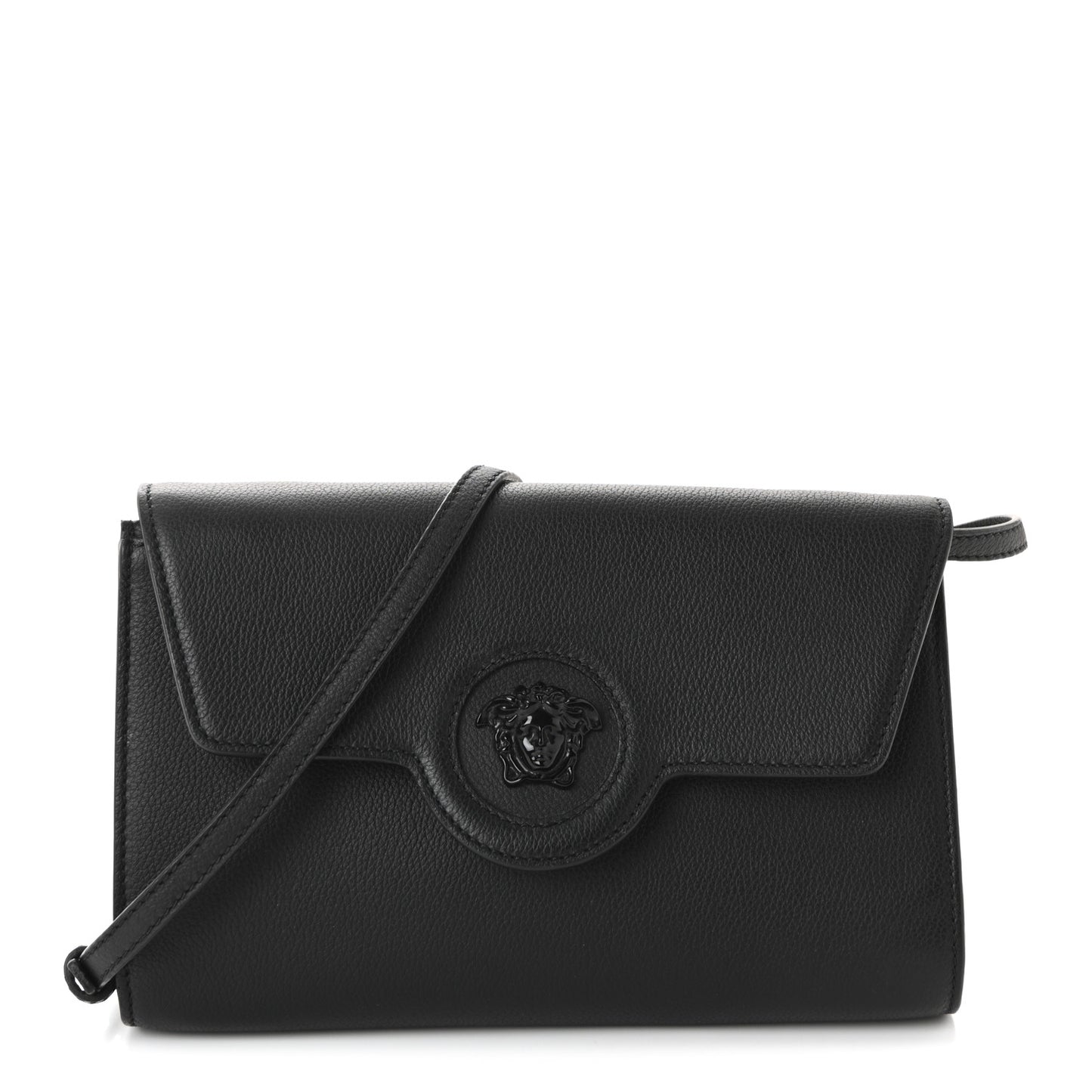 Grained Calfskin La Medusa Crossbody Bag Black