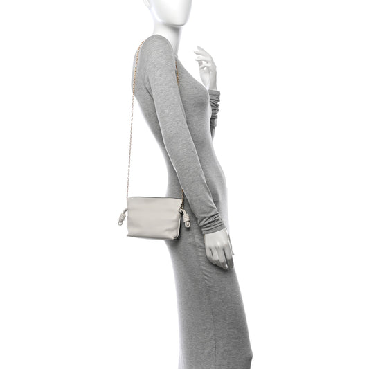 Calfskin Nano Flamenco Knot Clutch Soft White