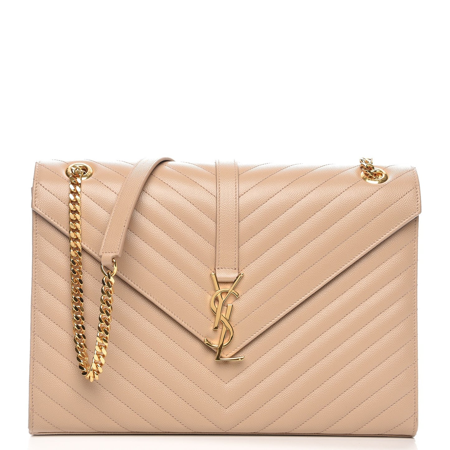 Grain De Poudre Matelasse Chevron Large Monogram Satchel Dark Beige
