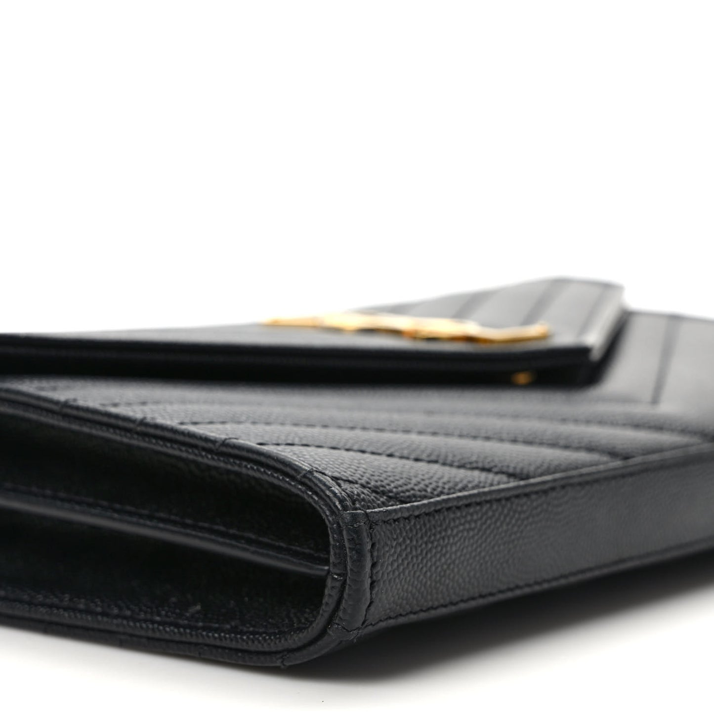 Grain De Poudre Matelasse Chevron Monogram Chain Wallet Black