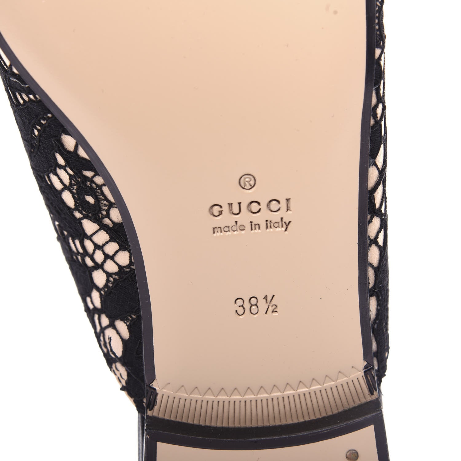 Gucci Lace Malaga Kid Womens Princetown Slippers 38.5 Black Skin Rose 9 of 11