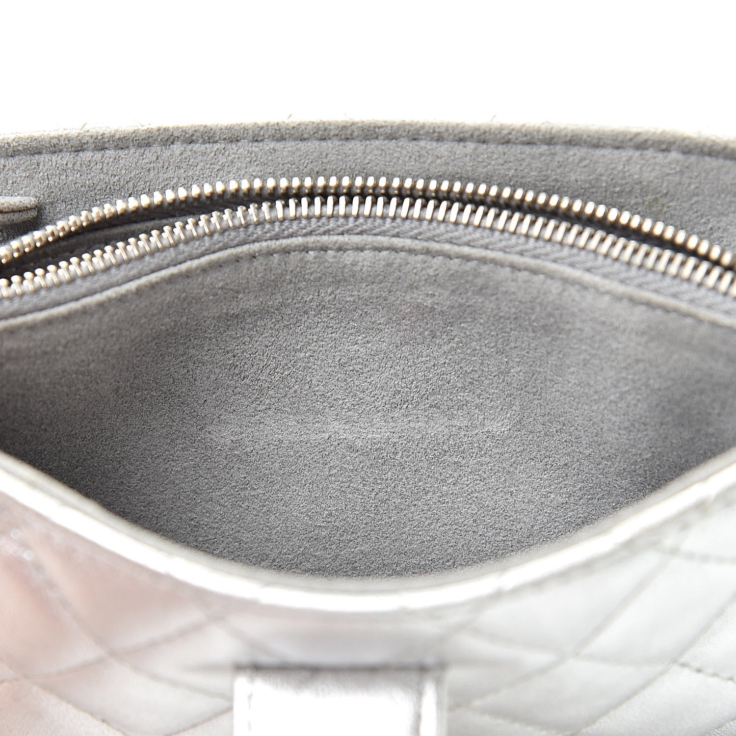 Chanel Metallic Lambskin Quilted Mini Phone Holder Clutch Silver 8 of 13