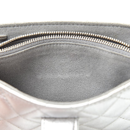 Chanel Metallic Lambskin Quilted Mini Phone Holder Clutch Silver 8 of 13