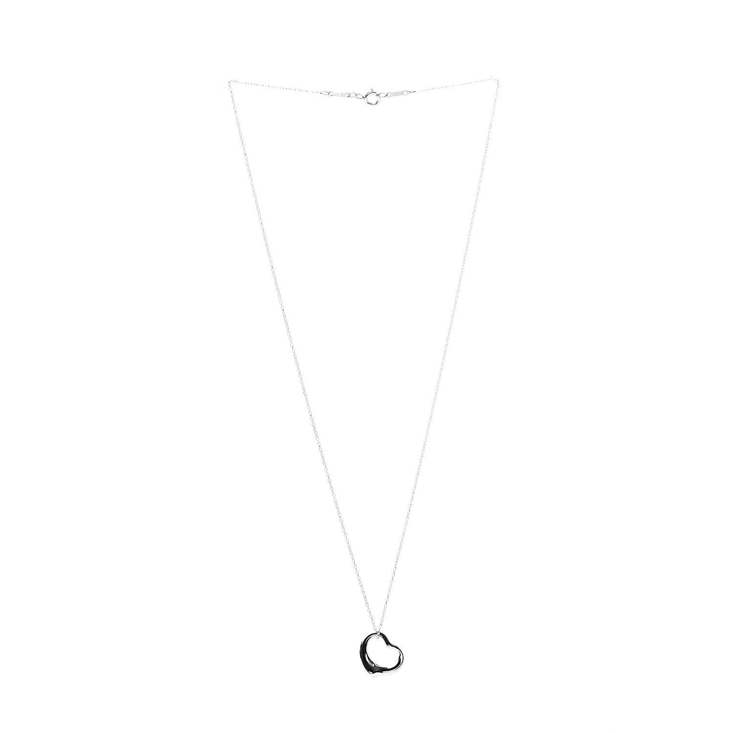 Sterling Silver 16mm Elsa Peretti Open Heart Pendant Necklace