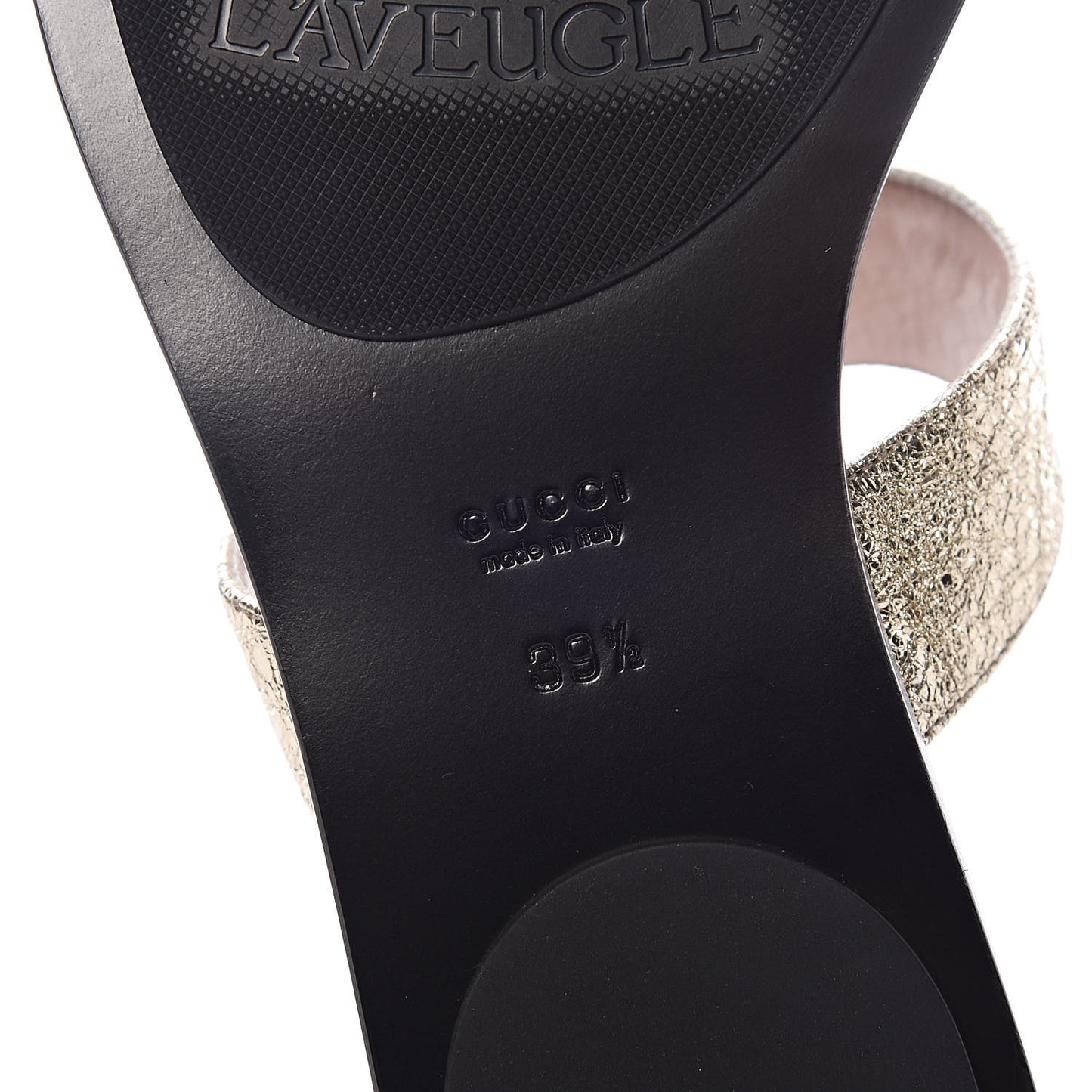 Metallic Calfskin Double G Thong Sandals 39.5 Platino