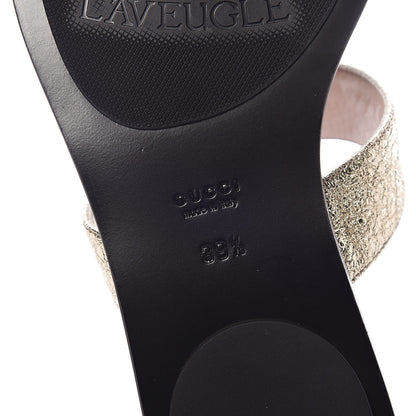 Gucci Metallic Calfskin Double G Thong Sandals 39.5 Platino 6 of 10