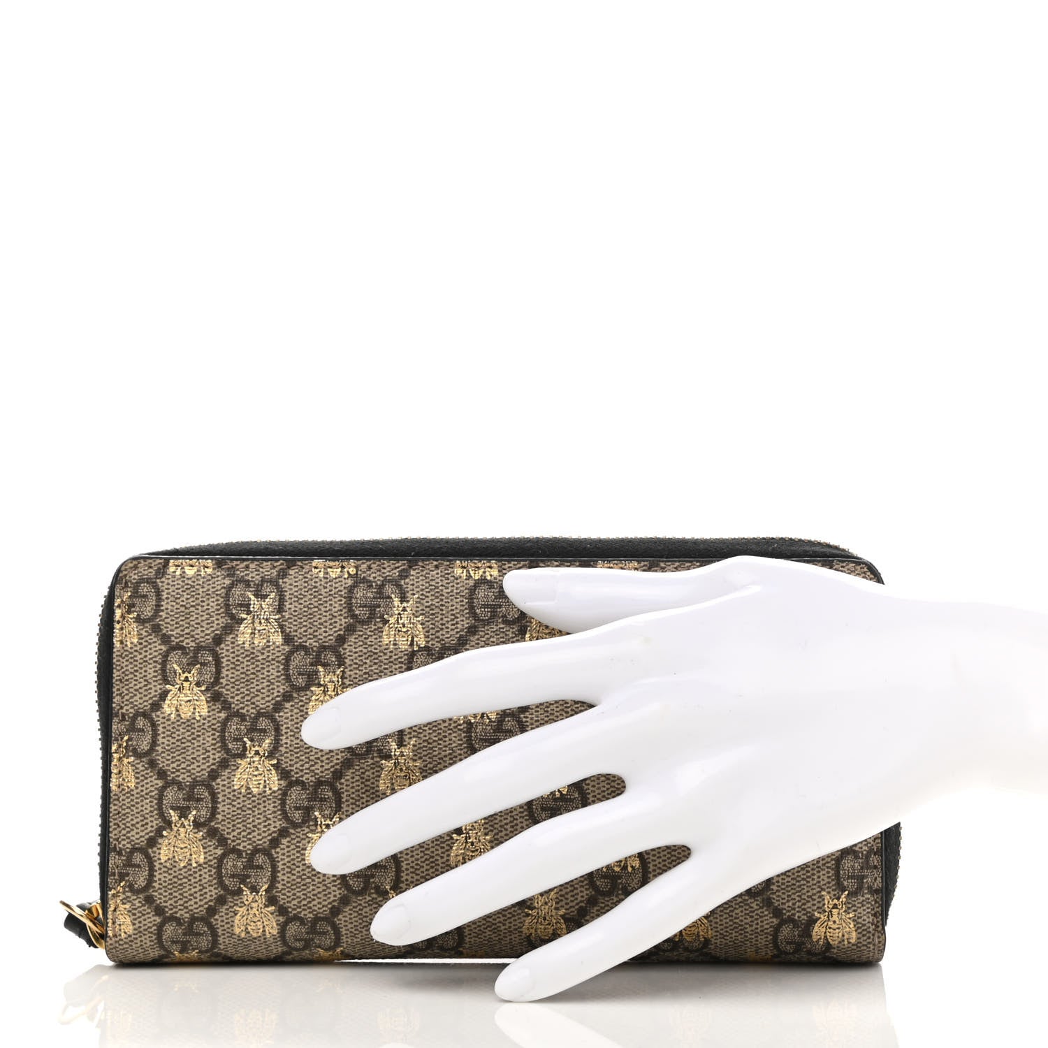 Gucci GG Supreme Monogram Bees Zip Around Wallet 2 of 9