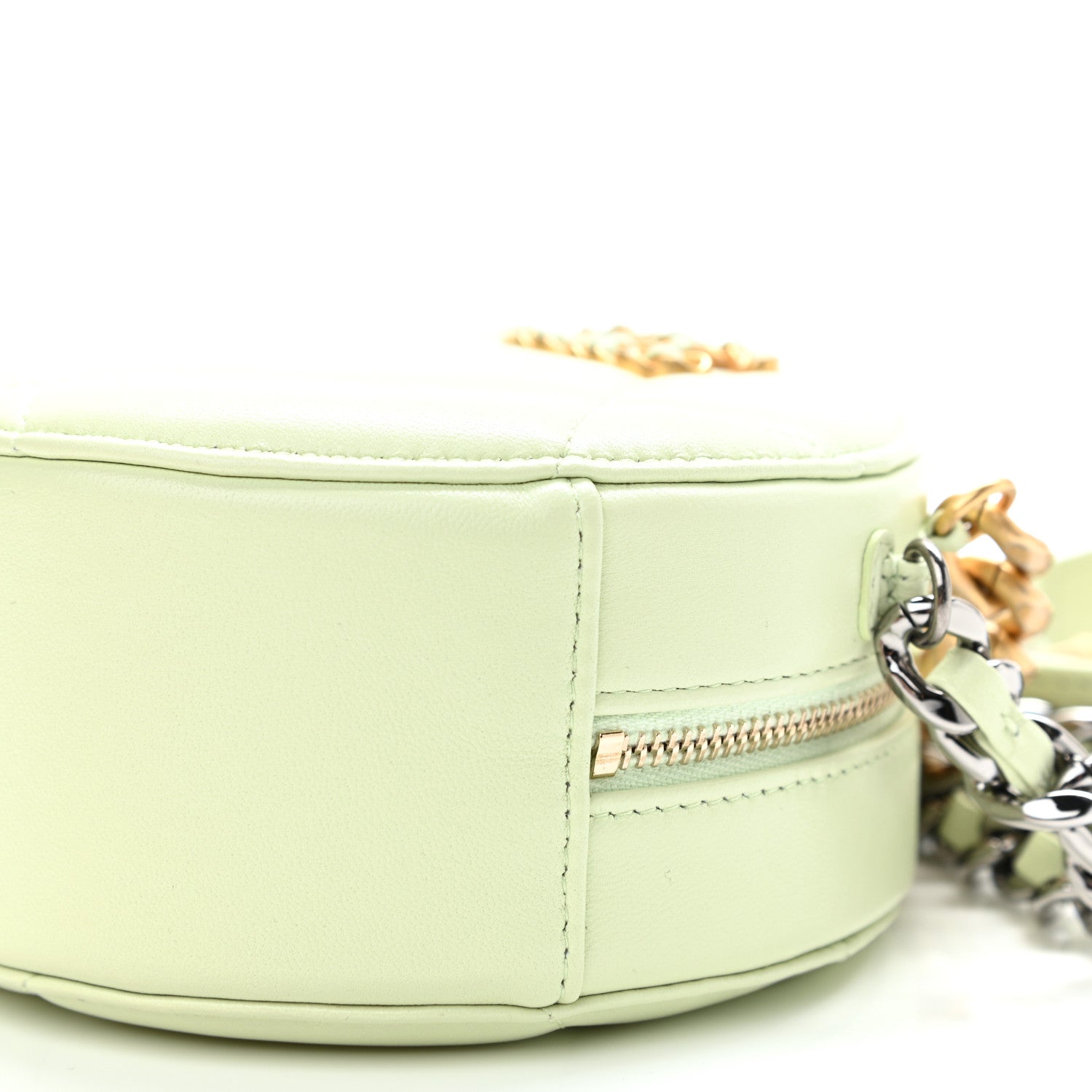 Chanel Lambskin Quilted Chanel 19 Round Clutch With Chain Light Green 10 of 11