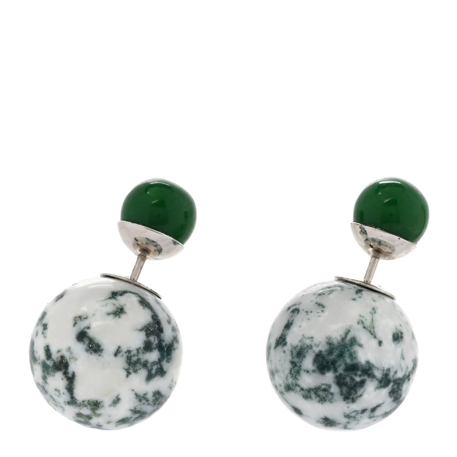 Christian Dior Palladium Mise En Dior Tribal Earrings Green 1 of 5