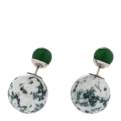 Christian Dior Palladium Mise En Dior Tribal Earrings Green 1 of 5