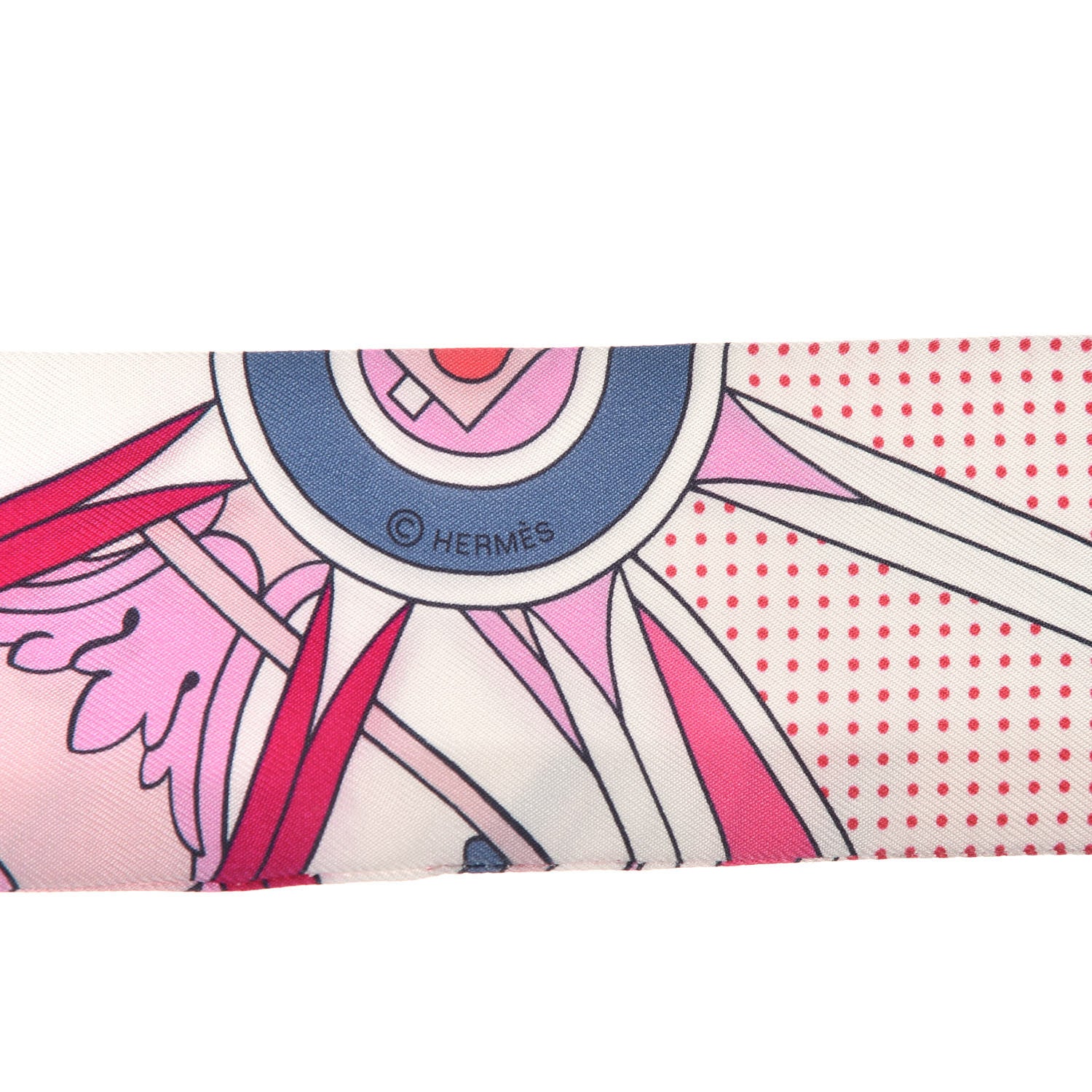 Hermes Silk Washington's Carriage Detail Twilly White Rose Vif Gris 3 of 5