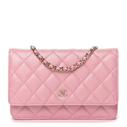 Chanel Iridescent Caviar Quilted Wallet on Chain WOC Rose Pink 1 of 11