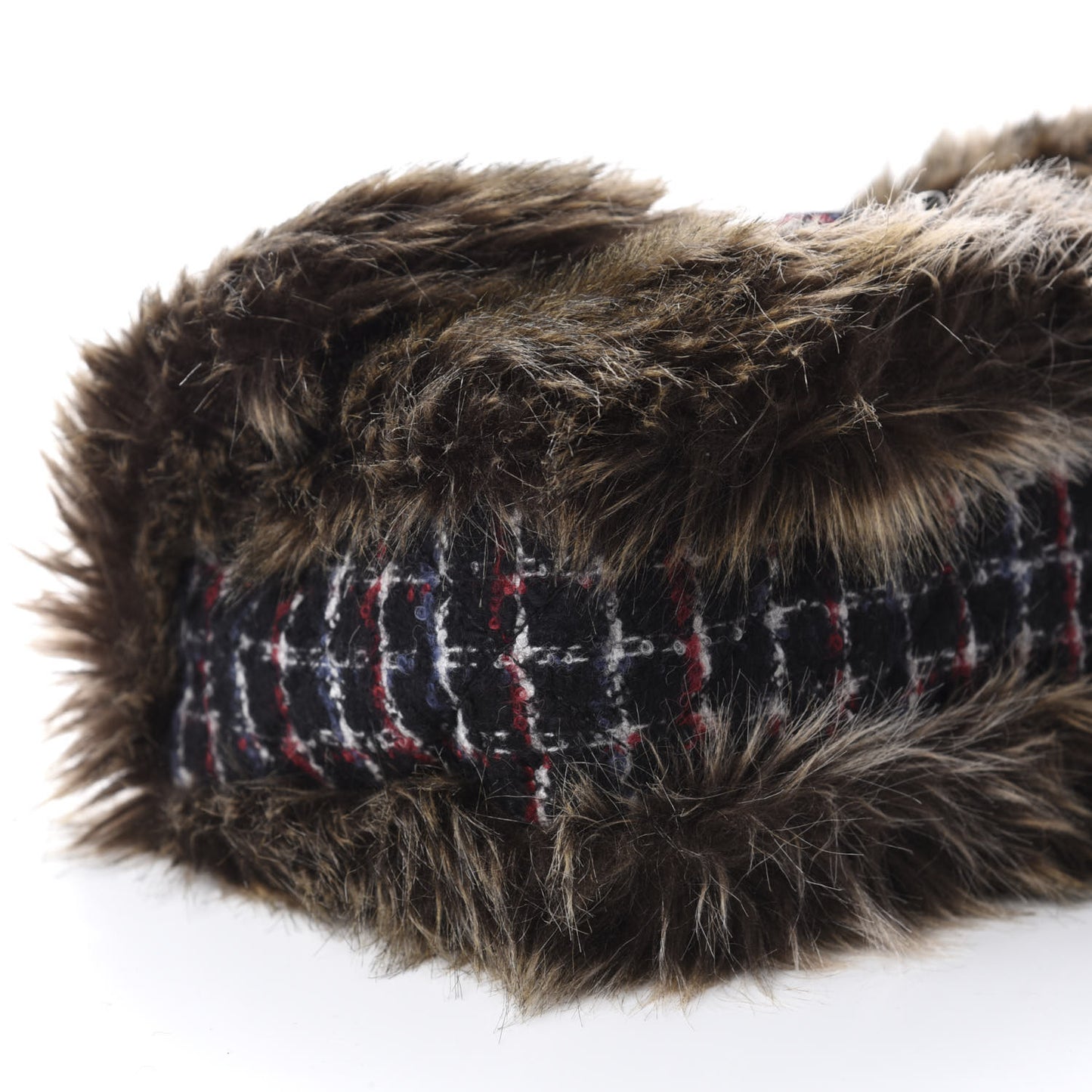 Tweed Arctic Fantasy Fur Flap Blue Red